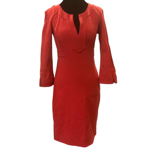 Diane von Furstenberg Red Sheath Dress Women’s 2 Structured Elegant Designer - Picture 1 of 4